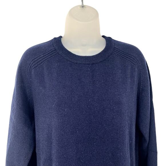 THAKOON Long Sleeve Wool Sweater Dress Mini Midnight Navy Blue Crew Medium NEW - Picture 8 of 13